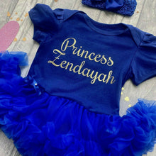 Load image into Gallery viewer, Personalised 'Princess' Baby Girl Tutu Romper With Matching Bow Headband