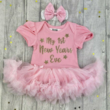 Load image into Gallery viewer, Baby Girl 1st New Year's Eve Tutu Romper With Headband, Gold design