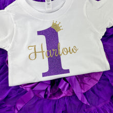 Load image into Gallery viewer, Girls Personalised Purple Birthday Boutique Outfit Set