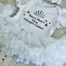 Load image into Gallery viewer, Personalised First Olympic Games, Baby Girl Summer Tutu Romper