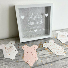 Load image into Gallery viewer, Personalised Glitter Baby Box Frames (Name, DOB, Time & Weight)