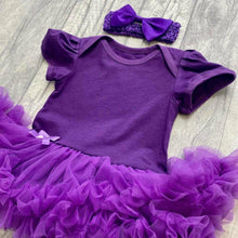 Load image into Gallery viewer, Plain Dark Purple Baby Girl Tutu Romper with Matching Headband