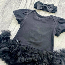 Load image into Gallery viewer, Black Plain Baby Girl Tutu Romper with Matching Headband - Little Secrets Clothing