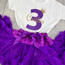 Load image into Gallery viewer, Girls Personalised Purple Birthday Boutique Outfit Set