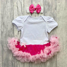 Load image into Gallery viewer, Plain White and Pink Baby Girl Tutu Romper with Matching Headband