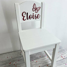 Load image into Gallery viewer, Personalised Baby Girls Butterfly White Toddler Wooden Nursery, Dining Chair