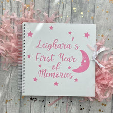 Load image into Gallery viewer, Personalised Baby Girl or Boy 'First Year of Memories' 1st Birthday Scrapbook Gift