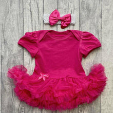 Load image into Gallery viewer, Plain Dark Pink Baby Girl Tutu Romper with Matching Headband