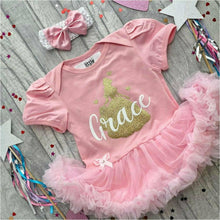 Load image into Gallery viewer, WORLD BOOK DAY! Personalised Belle Disney Princess Baby Girl Tutu Romper With Matching Bow Headband