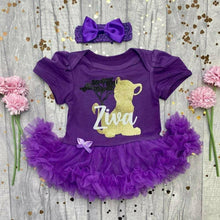 Load image into Gallery viewer, Disney Lion King Nala Personalised Baby Girl Tutu Romper With Matching Bow Headband