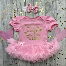 Load image into Gallery viewer, 'Dad And I Agree Mum's The Best' Baby Girl Tutu Romper With Matching Bow Headband