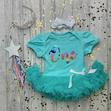 Load image into Gallery viewer, 1st Birthday Baby Girl Tutu Romper Rainbow One Design With Matching Bow Headband - Little Secrets Clothing