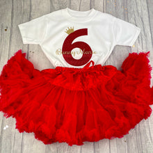 Load image into Gallery viewer, Girls Personalised Red Birthday Outfit Set
