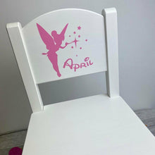 Load image into Gallery viewer, Personalised Baby Girls Tinker Bell Inspired Fairy Design White Wooden Nursery Chair