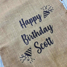 Load image into Gallery viewer, Personalised Birthday Confetti Hessian Gift Sack