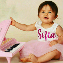 Load image into Gallery viewer, Personalised girls sleeveless light pink polka dot tutu dress summer outfit, Dark Pink Glitter Name - Little Secrets Clothing