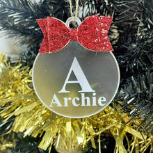Load image into Gallery viewer, Personalised Christmas Bauble with Glitter Bow