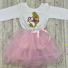 Load image into Gallery viewer, Personalised Girls Princess Dress, Disney Princess Long Sleeve Pink Tutu Dress, Birthday Party