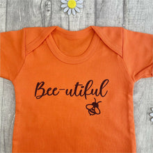 Load image into Gallery viewer, 'Bee-utiful' Baby Boy Short Sleeve Summer Romper, Black Glitter Bumble Bee Design