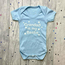 Load image into Gallery viewer, 'Grandad Is My Bestie' Baby Girl Boy Short Sleeve Blue Romper