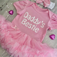 Load image into Gallery viewer, 'Daddy's Bestie' Baby Girl Tutu Romper With Matching Bow Headband