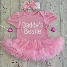 Load image into Gallery viewer, 'Daddy's Bestie' Baby Girl Tutu Romper With Matching Bow Headband