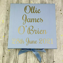 Load image into Gallery viewer, Personalised Baby Boy Name and DOB Memory Keepsake Box