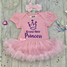 Load image into Gallery viewer, Brand New Princess Baby Girl Tutu Romper With Matching Bow Headband, Crown - Little Secrets Clothing