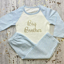 Load image into Gallery viewer, 'Big Brother' Boys Blue And White Stripe Pyjamas