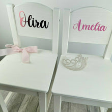 Load image into Gallery viewer, Personalised Baby Girls & Boys Curly Name, White Wooden Nursery Chair