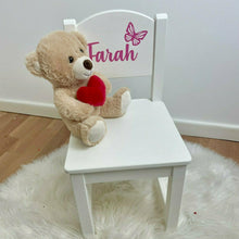 Load image into Gallery viewer, Personalised Baby Girls Butterfly Toddler Wooden Nursery, Dining Chair