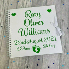 Load image into Gallery viewer, Personalised White Baby Newborn Christening Scrapbook Gift 12x12 inch