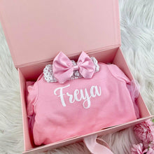Load image into Gallery viewer, Newborn Baby Girl Gift Set, Personalised Pink Tutu Romper & Gift Box - Little Secrets Clothing