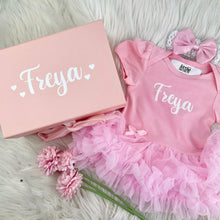 Load image into Gallery viewer, Newborn Baby Girl Gift Set, Personalised Pink Tutu Romper & Gift Box - Little Secrets Clothing