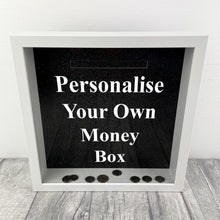 Load image into Gallery viewer, Custom Your Own Money Box Saving Fund Gift, Black Glitter Background - Little Secrets Clothing