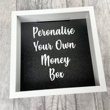 Load image into Gallery viewer, Custom Your Own Money Box Saving Fund Gift, Black Glitter Background - Little Secrets Clothing