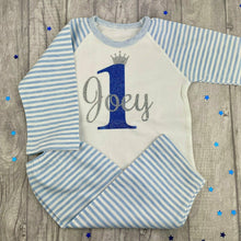 Load image into Gallery viewer, Personalised Boys Blue Birthday Pyjamas