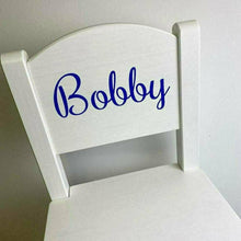 Load image into Gallery viewer, Personalised Baby Girl or Boy White Toddler Wooden Nursery Dining Chair