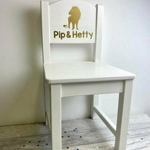 Load image into Gallery viewer, Personalised Children's Lion Design Chair, Wooden Nursery Chair Gift