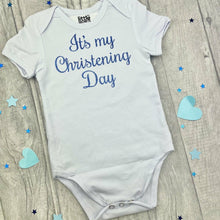 Load image into Gallery viewer, 'Its My Christening Day' Short Sleeve Cotton Romper, Baby Boys or Girls Romper
