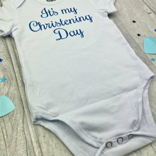 Load image into Gallery viewer, 'Its My Christening Day' Short Sleeve Cotton Romper, Baby Boys or Girls Romper