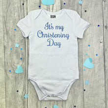 Load image into Gallery viewer, 'Its My Christening Day' Short Sleeve Cotton Romper, Baby Boys or Girls Romper