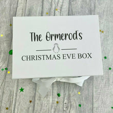 Load image into Gallery viewer, Personalised Luxury Small Christmas Eve Box, Christmas Tree, Gingerbread Man, Penguin, Reindeer Christmas Eve Box