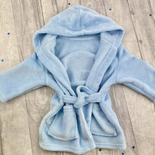 Load image into Gallery viewer, Personalised Crown Hooded Baby Dressing Gown/Robe in Blue