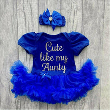 Load image into Gallery viewer, 'Cute Like My Aunty' Baby Girl Tutu Romper With Matching Bow Headband
