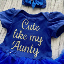 Load image into Gallery viewer, 'Cute Like My Aunty' Baby Girl Tutu Romper With Matching Bow Headband