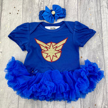 Load image into Gallery viewer, Captain Marvel Superhero Baby Girl Tutu Romper with Headband - Little Secrets Clothing