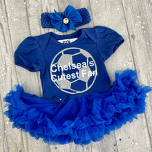 Load image into Gallery viewer, Chelsea's Cutest Fan Football Tutu Romper - Little Secrets Clothing