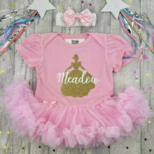 Load image into Gallery viewer, Personalised Baby Girls Princess Tutu Romper, Disney Princess Birthday Outfit