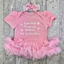 Load image into Gallery viewer, Baby Girl Godmother Quote Tutu Romper with Headband